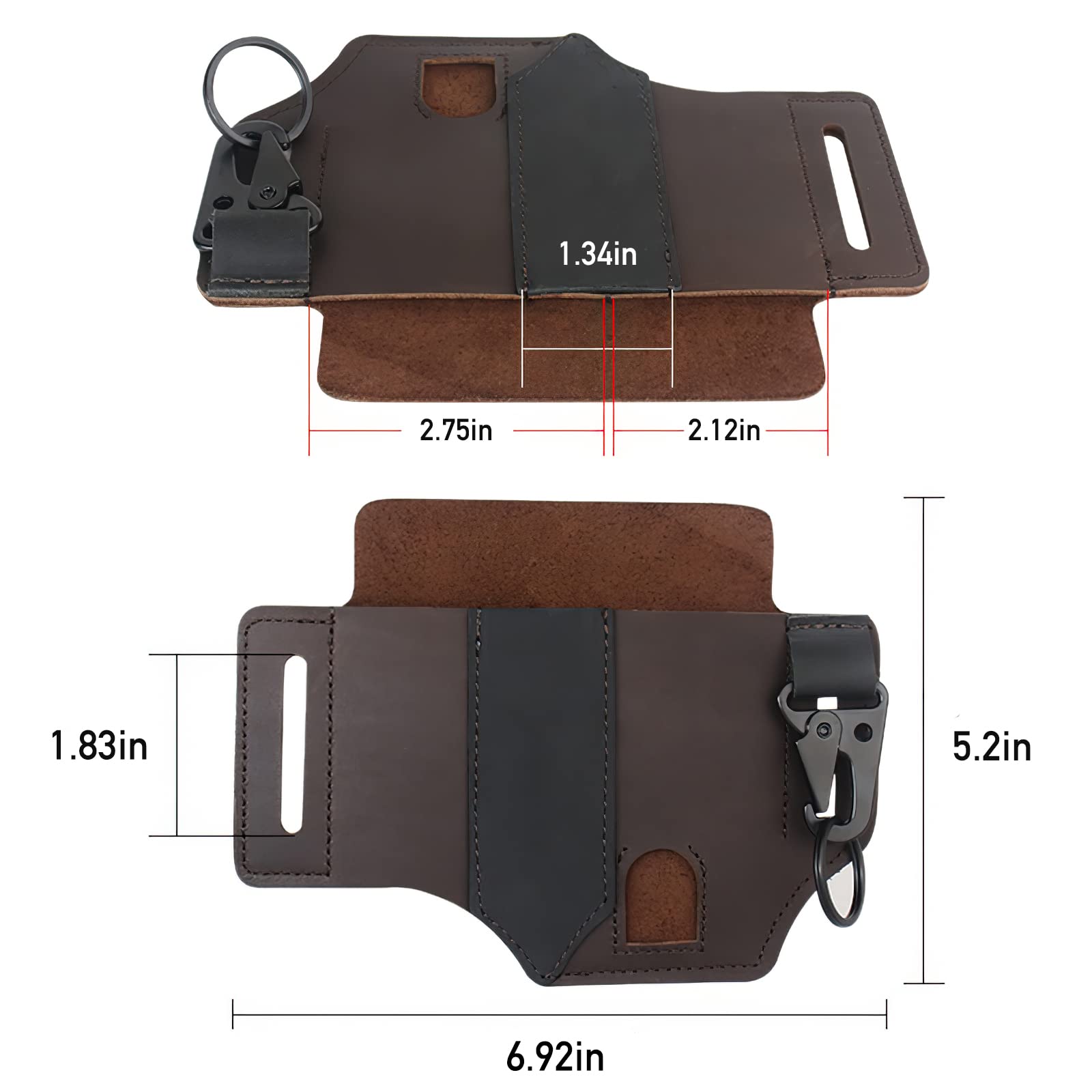 Leather Multitool Belt Sheath - EDC Pocket Organizer for Men with Key Holder, Flashlight Holster & Pen Pouch - Perfect for Outdoor Adventures, Camping & Everyday Carry