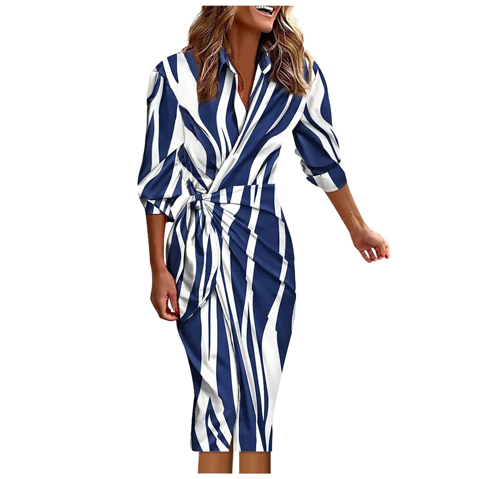 Women's Summer Sleeveless Tie-Front Midi Dress - Flowy Lace-Up Tank Dress for Casual Outings & Beach Vacations