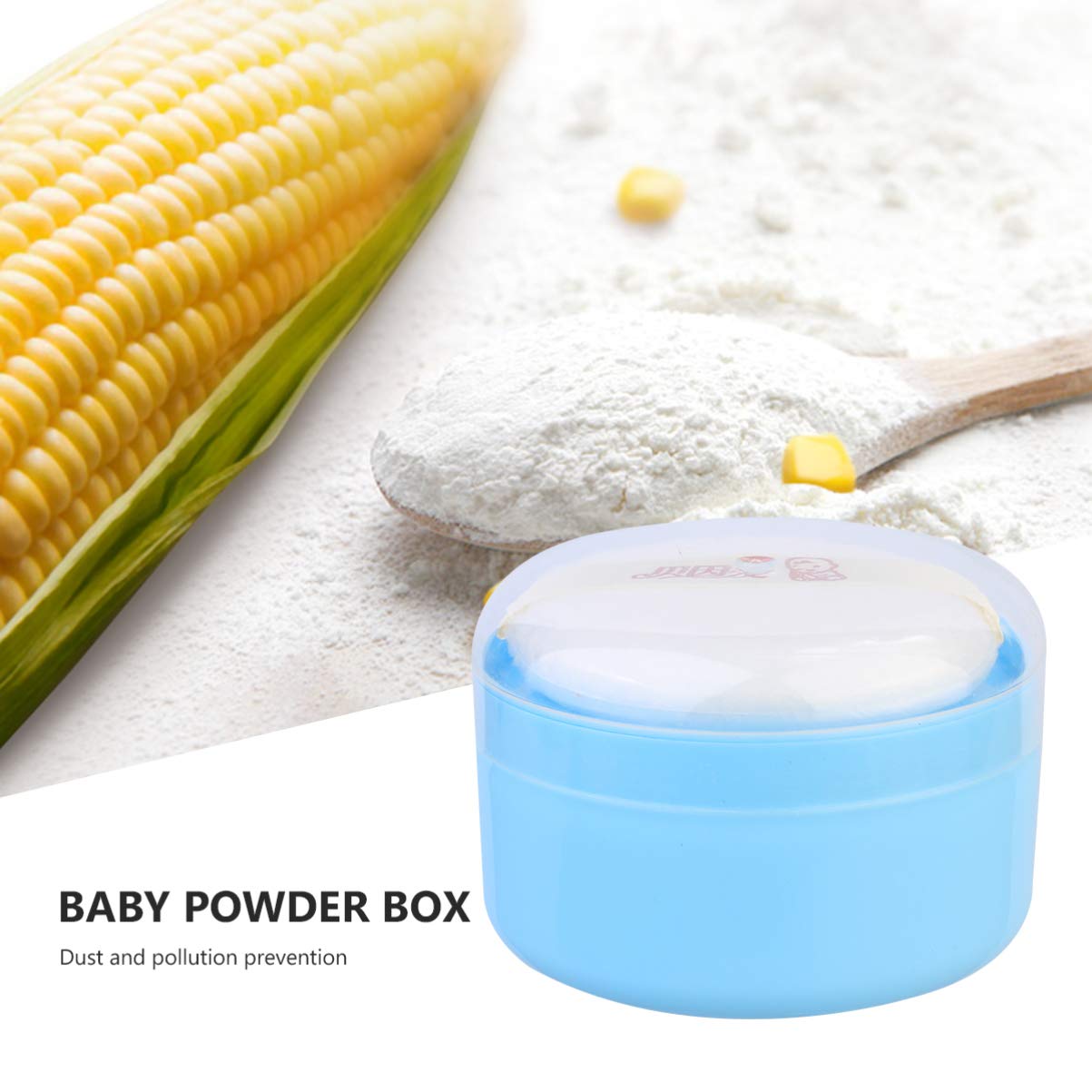 Premium Blue Body Powder Puff Sponge Case - Talcum Powder Applicator Container with Soft Puff for After-Bath & Makeup | Travel-Friendly Cosmetic Storage