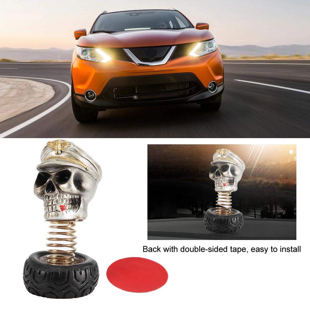 Qiilu Swing Skull Car Dashboard Ornament - Funny Hanging Skull Decor for Car Interior, Halloween & Gothic Accessories | Perfect for Car Lovers, Halloween Decorations & Unique Gift Ideas