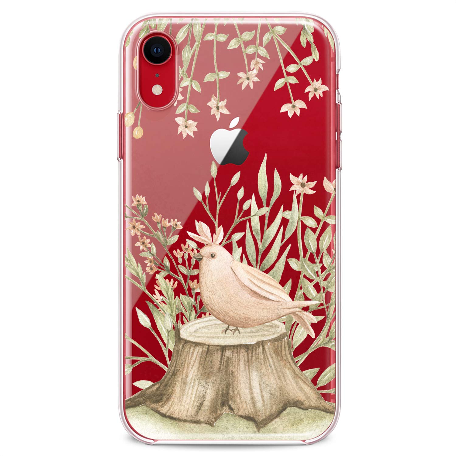 Premium Flexible TPU Phone Case for iPhone 16/15/14/13/12/11 Pro Max/Plus/Mini/XS/XR/X/8+/7/6/5/SE - Cute Floral Print Design with Birds & Flowers - Slim Protective Clear Silicone Cover for Women & Girls - Perfect for Everyday Use, School, Work & Travel