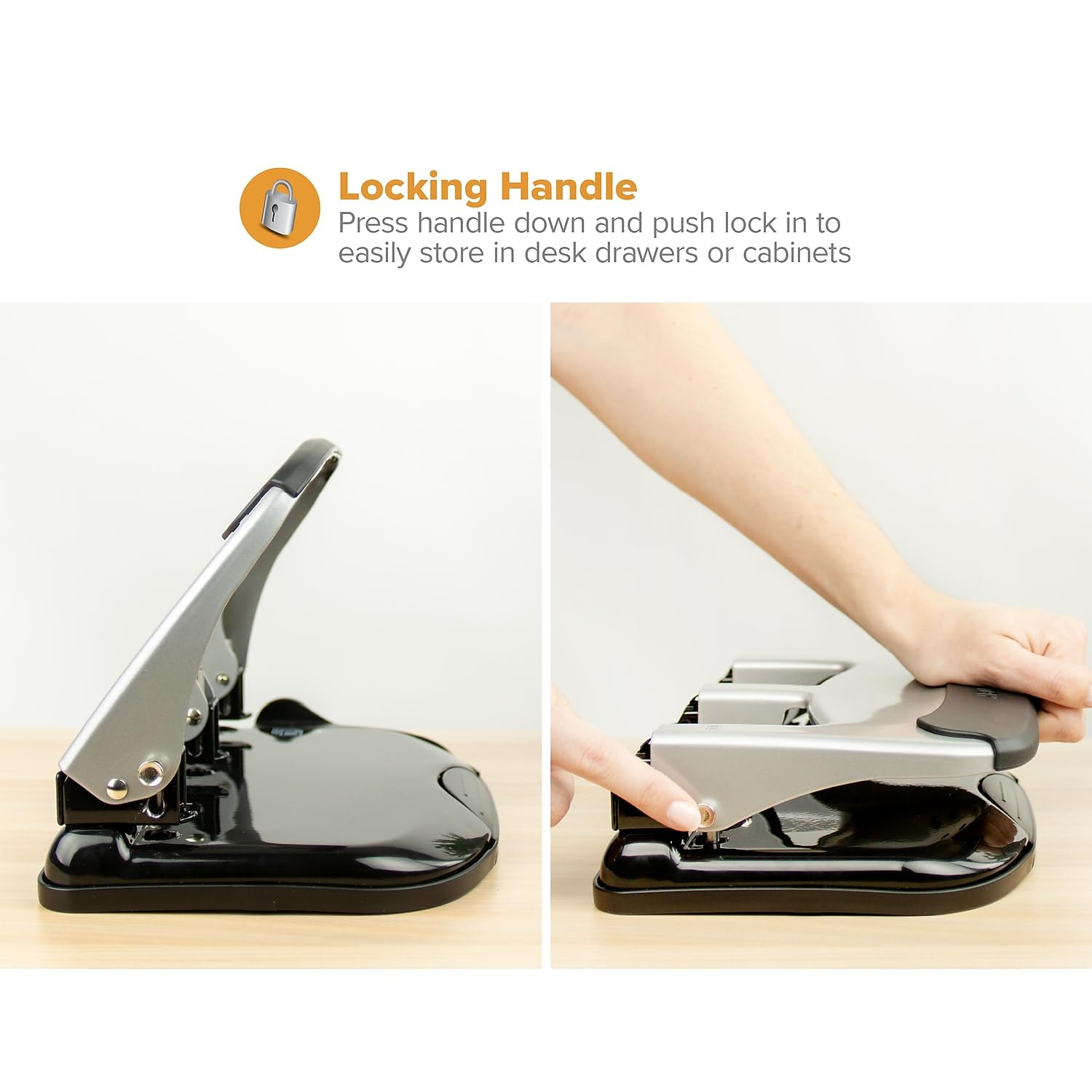 Bostitch EZ Squeeze Heavy Duty 3 Hole Punch - 40 Sheet Capacity, Effortless Punching for Office, School & Home Use | Perfect for Binders, Reports & Documents | Silver Sleek Design
