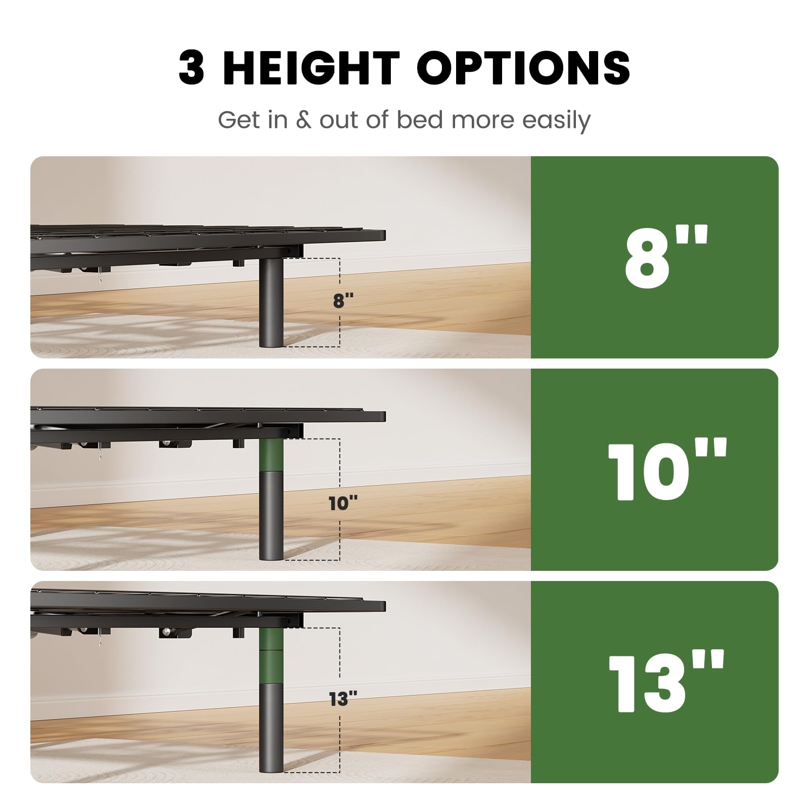 Marsail Queen Adjustable Bed Base Frame - 4 Height Settings, Dual USB Charging Ports, Easy 5-Min Assembly | Perfect for Lounging, Reading, Snoring Relief & Acid Reflux | Home Bedroom Upgrade for Comfort & Health
