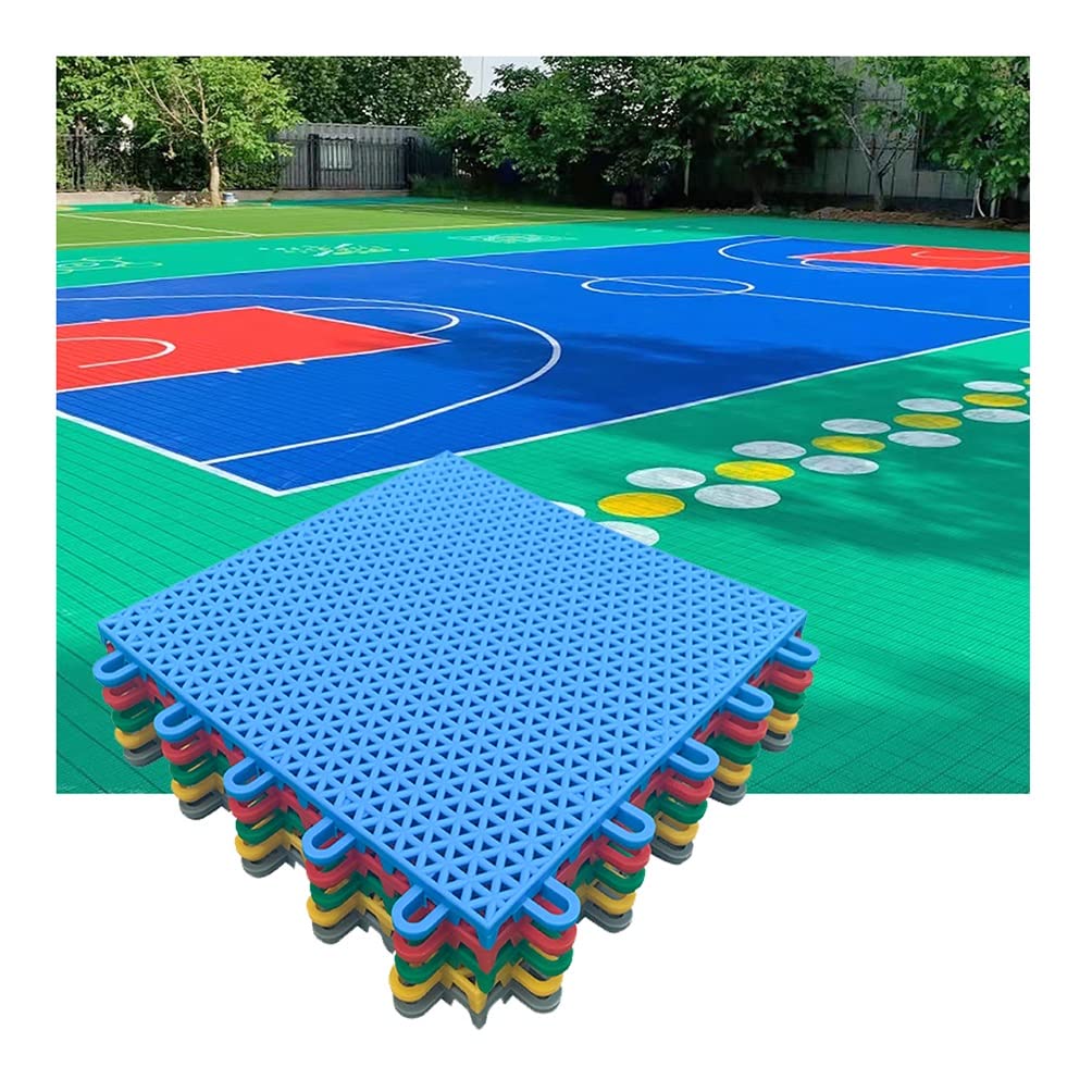 CXKJP 25CM Modular Interlocking Floor Tiles - Weatherproof Outdoor Sports Tiles for Basketball Court, Badminton Court, Playground & Gym Flooring (Blue, 16PCS) - Perfect for Backyard, Garage & Indoor Sports Areas