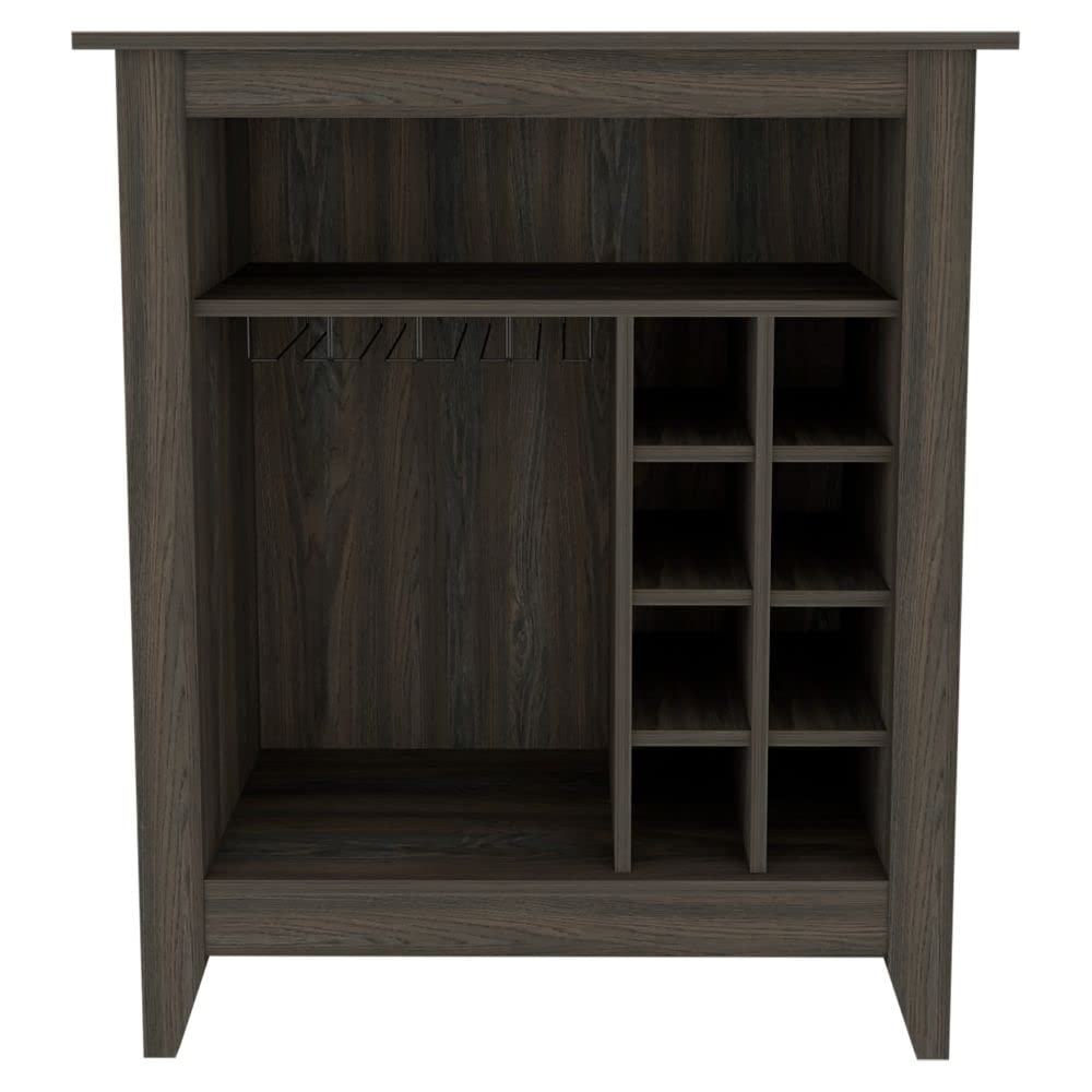 Tuhome Essential Bar Cabinet with Open Shelf, 6-Bottle Built-in Wine Rack & Drawer - Espresso Finish | Perfect for Home Bar, Dining Room & Entertaining Spaces