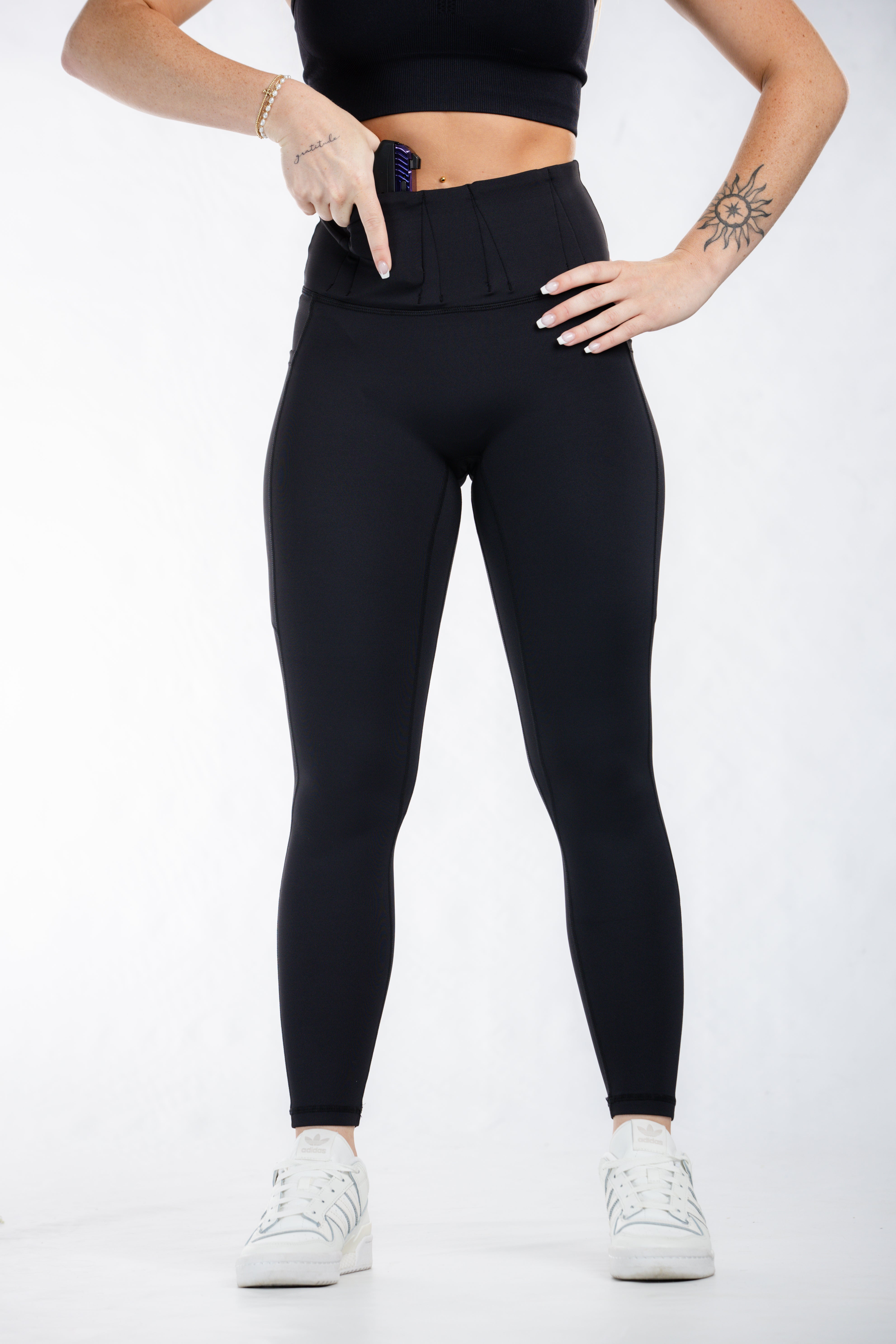Concealed Carry Leggings with Hidden Pockets for Women - Comfortable & Secure Black Yoga Pants for Running, Gym & Everyday Wear