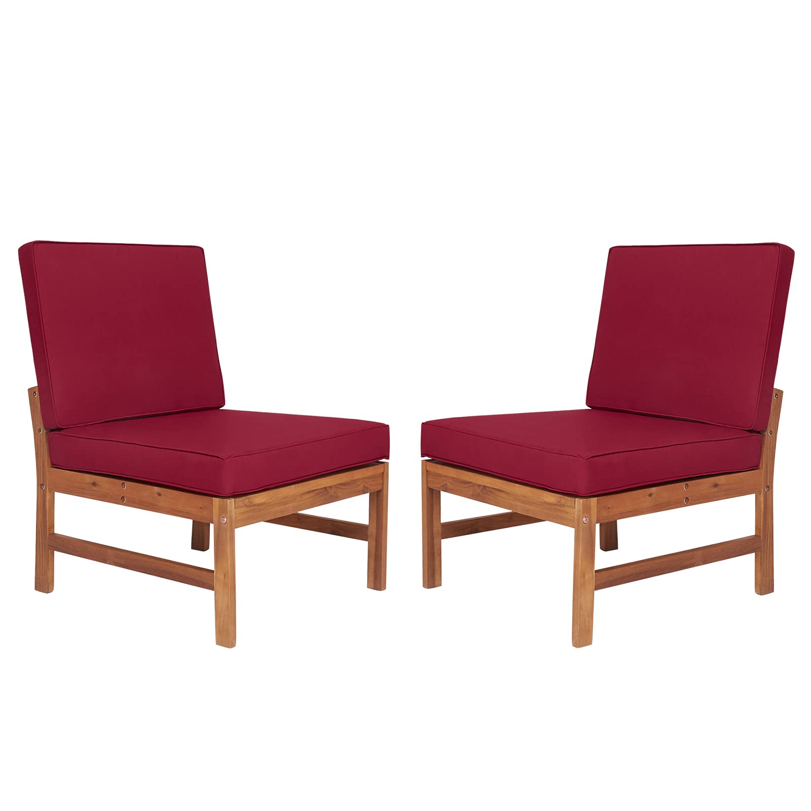 **Kinbor 2-Piece Wood Patio Chair Set – Armless Sofa with Thick Cushions, Large Seat – Outdoor Sectional Furniture for Garden, Deck, or Backyard Relaxation**