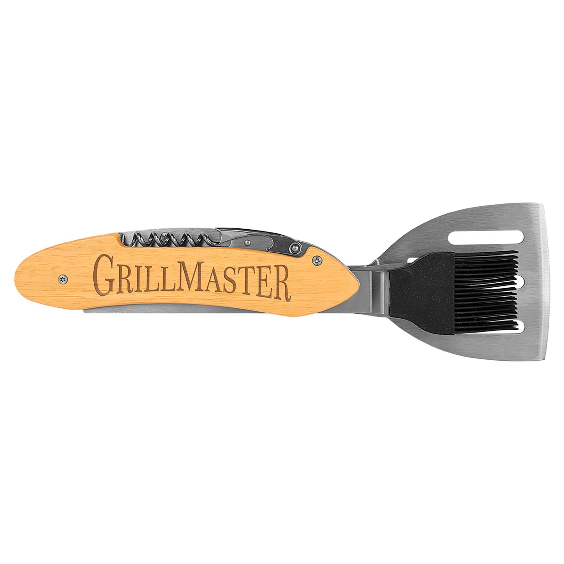 Custom Engraved Wooden BBQ Grill Multi-Tool Set - Personalized Barbecue Accessories for Grilling, Smoking & Outdoor Cooking - Perfect Gift for Grill Masters & Backyard Chefs