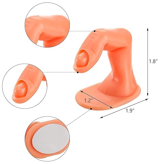 Sminakh Nail Art Practice Finger - Silicone Fake Finger for Nail Training, Manicure & Acrylic Nail Extension Practice - Perfect for Beginners & Professionals at Home or Salon (PF2)