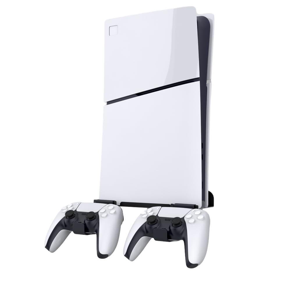 PS5 Wall Mount Bracket for PS5 Slim Console & Controller - Space Saving Storage Holder for Gaming Room, Living Room, and Bedroom