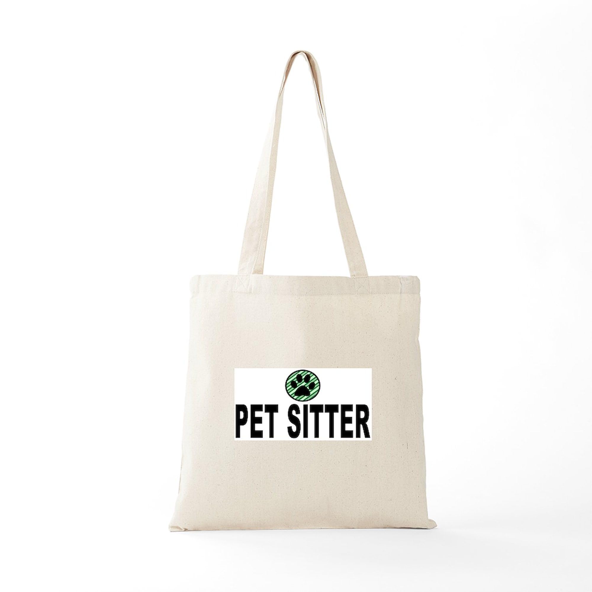 Pet Sitter Green Stripes Canvas Tote Bag - Eco-Friendly Reusable Shopping Bag for Dog Walkers & Cat Lovers - Perfect for Groceries, Beach Trips & Daily Errands