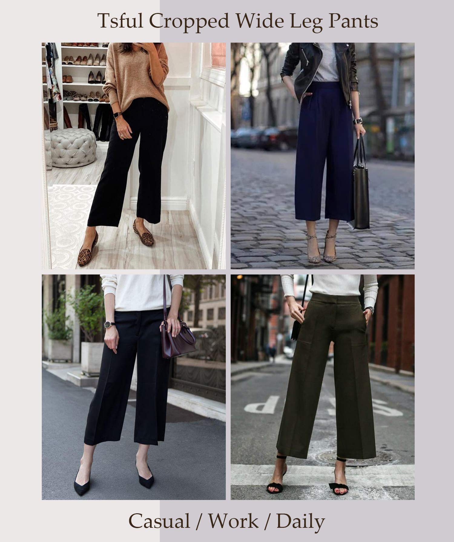 Tsful Women's Wide Leg High Waisted Dress Pants - Stretch Pull On Business Casual Work Slacks for Office & Summer | Perfect for Professional Wear & Comfortable Daily Outfits