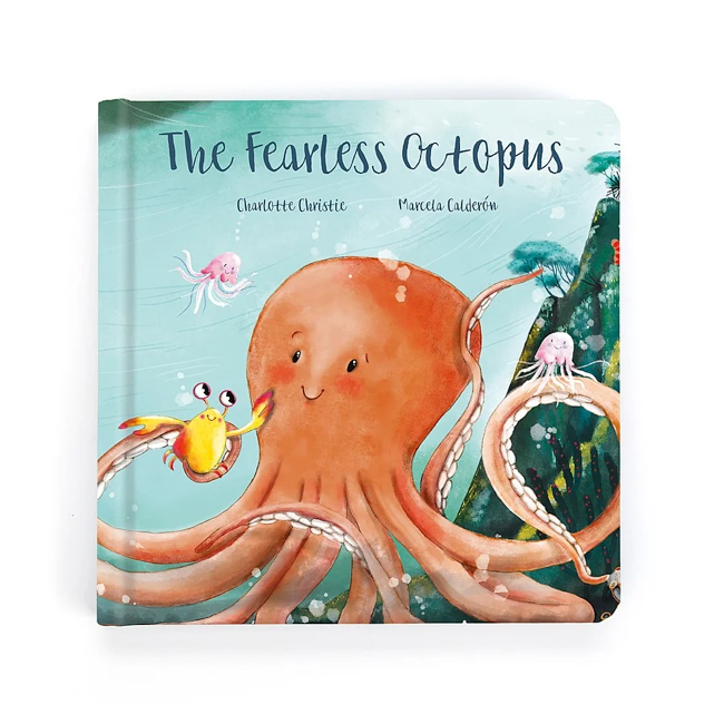 Jellycat Odell The Fearless Octopus Book - Soft Plush Toy for Kids & Adults - Perfect for Storytime, Gifts, and Nursery Decor