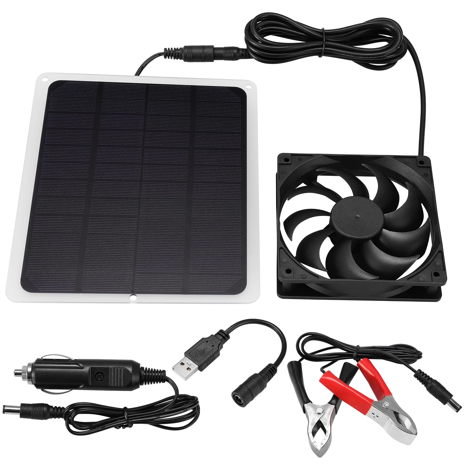 10W Solar Panel Exhaust Fan Kit - USB Portable Solar Powered Fan with IP65 Waterproof for Outdoor Use | Perfect for Chicken Coops, Greenhouses, Pet Houses, Camping & Cooling Ventilation | Stay Cool in Hot Weather