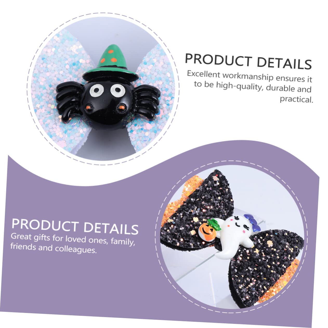 FRCOLOR Halloween Bow Hair Clips 4PCS Set - Cute Hairpins for Women, Girls, Boys - Stylish Durable Hair Barrettes & Bowknot Accessories for Parties, School, Cosplay & Daily Wear