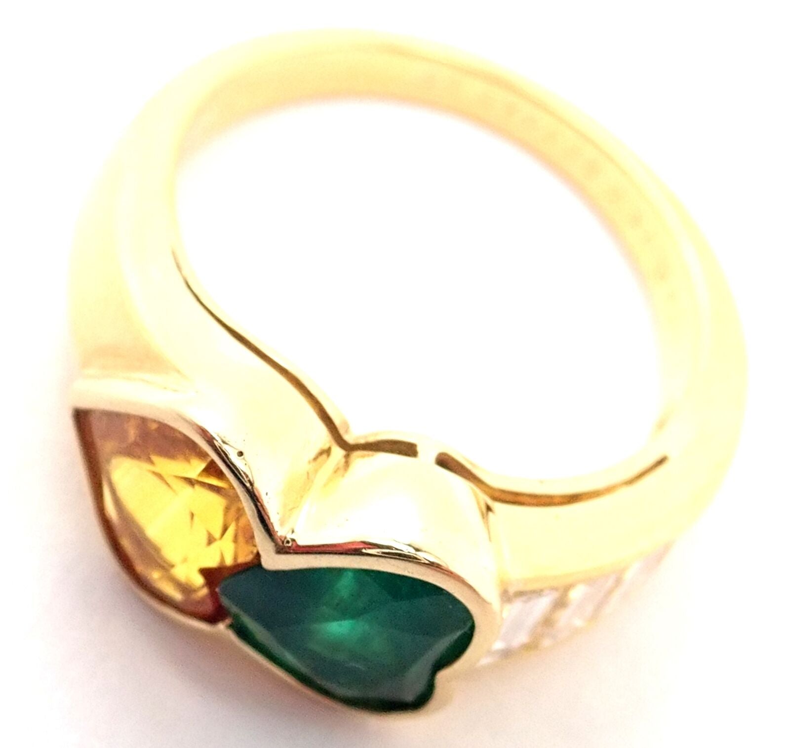 Authentic Van Cleef & Arpels 18k Gold Diamond Emerald Yellow Sapphire Ring - Luxury Jewelry for Women, Perfect for Weddings, Anniversaries & Special Occasions