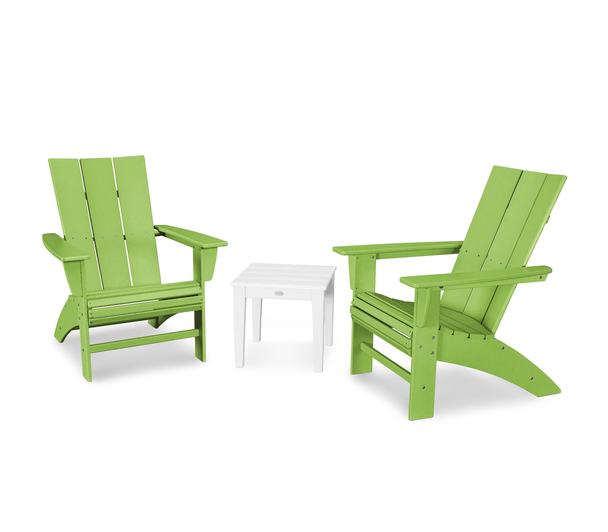 POLYWOOD Modern 3-Piece Curveback Adirondack Outdoor Patio Set - Durable All-Weather Furniture for Garden, Poolside & Backyard Relaxation