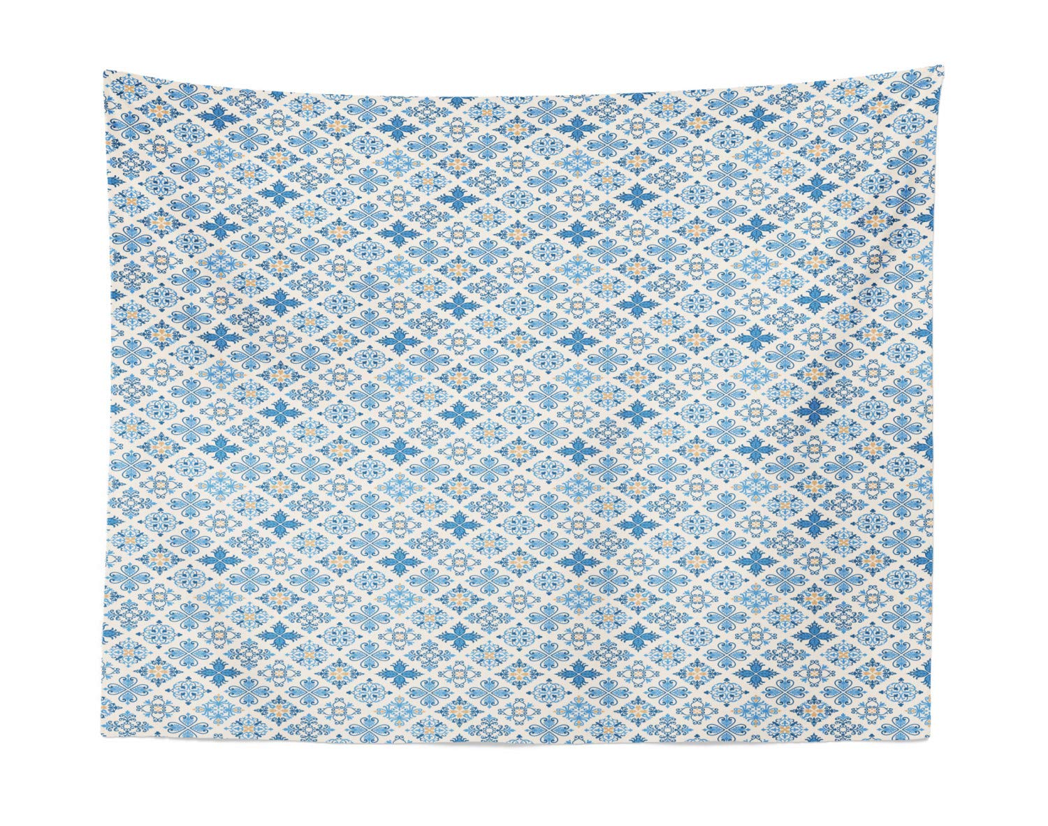 Ambesonne Oriental Tapestry Wall Hanging - Traditional Floral Design in Sky Blue & White - 28x23 Inch Fabric Decor for Bedroom, Living Room, Dorm - Perfect for Boho Home Decor & Meditation Spaces