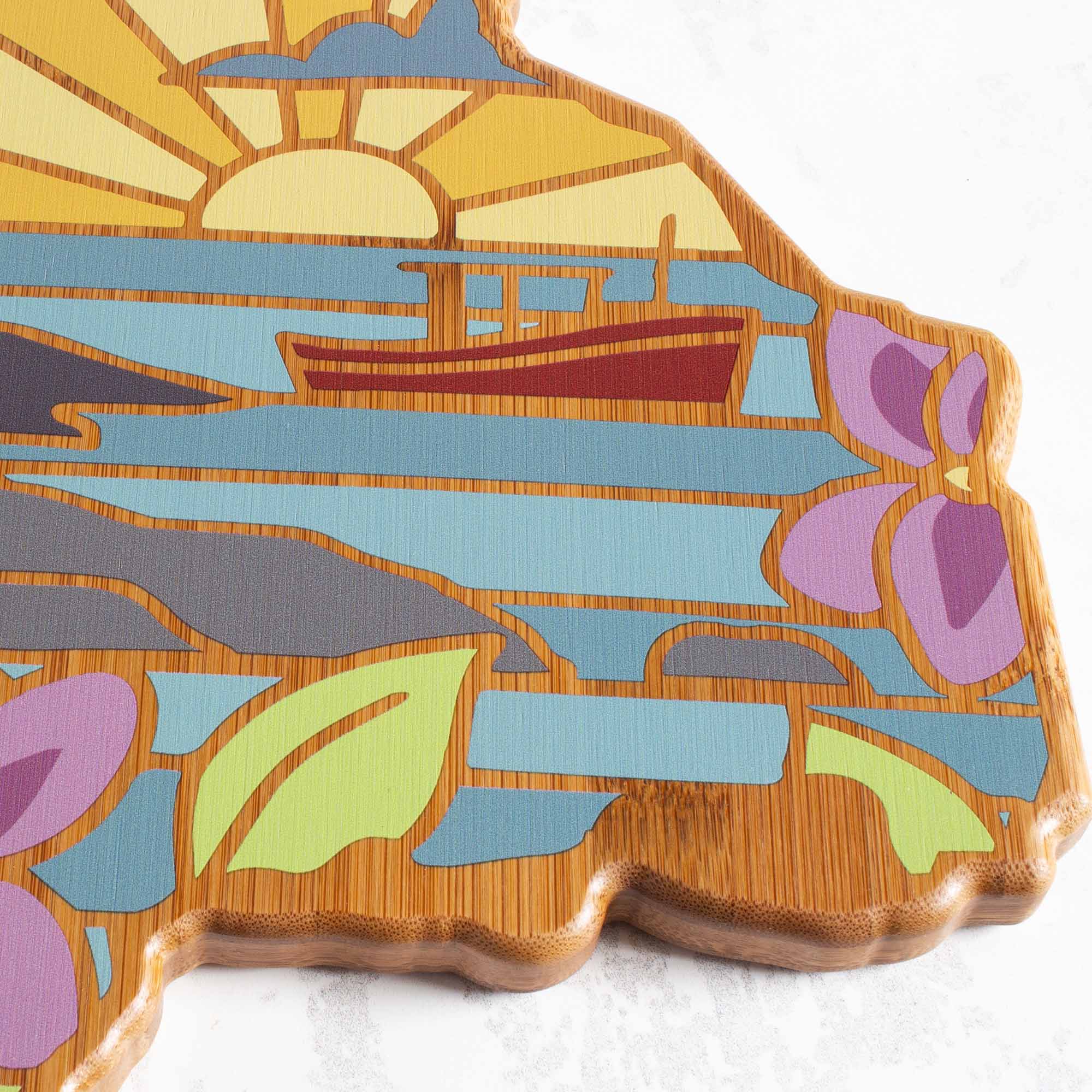 Handcrafted Rhode Island Themed Wooden Cutting Board - Summer Stokes Artwork - Perfect for Kitchen Prep, Charcuterie Boards & Home Decor Gifts