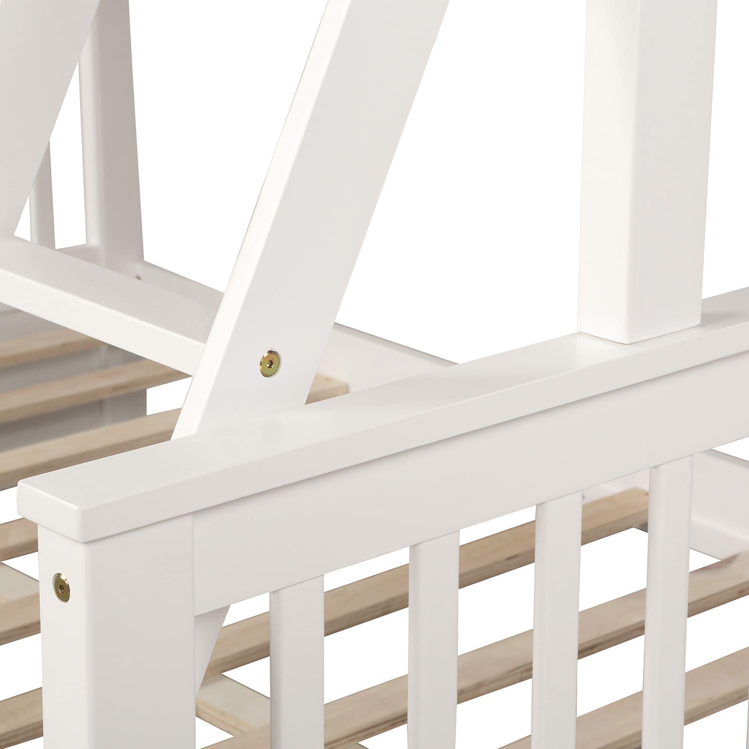 MERITLINE Twin Over Full Wood Bunk Bed Frame with Storage Drawers - White | Space-Saving Kids Bedroom Furniture for Siblings or Sleepovers