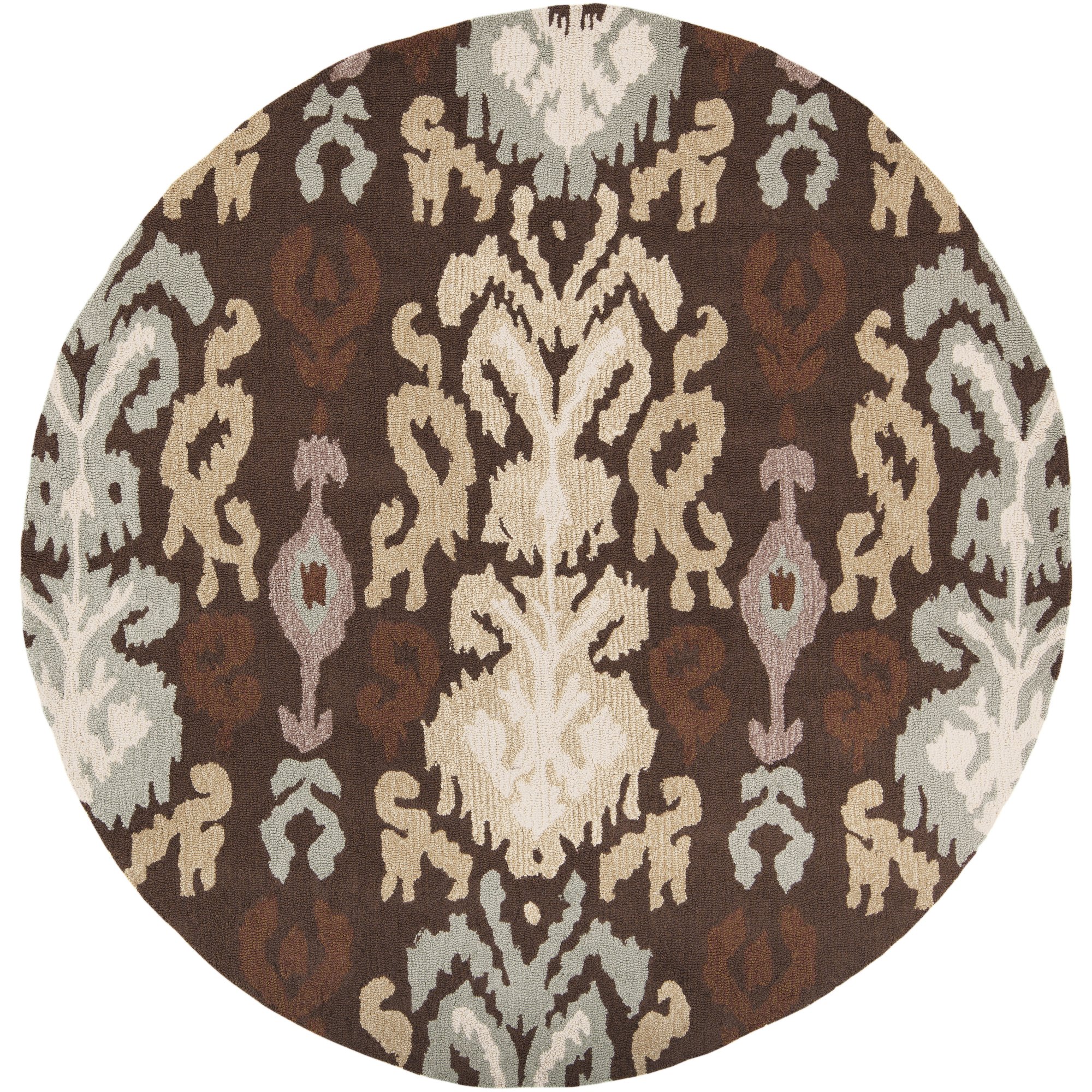 BNT-7673 Dark Chocolate 6' Round Hand Hooked Polyester Area Rug - Transitional Style for Living Room, Bedroom & Office Decor