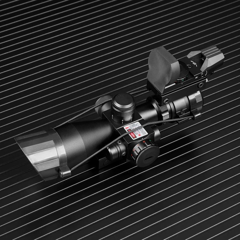 2.5-10x40 Hunting Rifle Scope with Red & Green Cross Laser, Holographic & Reflex Sight Combo - 4 Reticle Red Dot Optic for Precision Shooting | Ideal for Hunting, Tactical Training & Outdoor Adventures