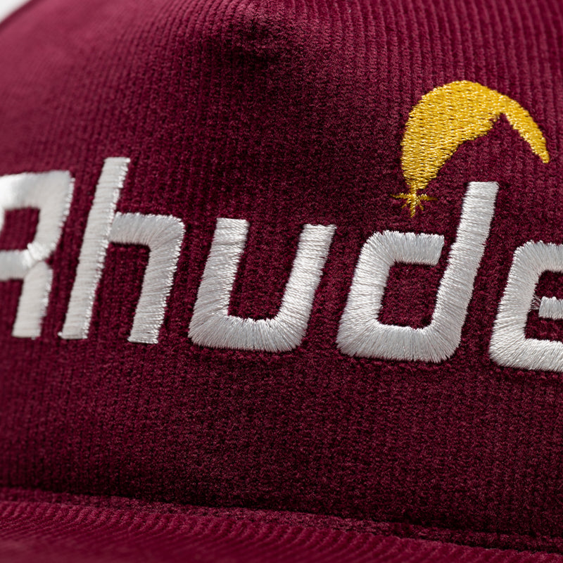 Rhude Cheval Corduroy Structured Hat for Men - Maroon Corduroy Baseball Cap - Stylish Streetwear Accessory for Urban Fashion & Casual Outfits