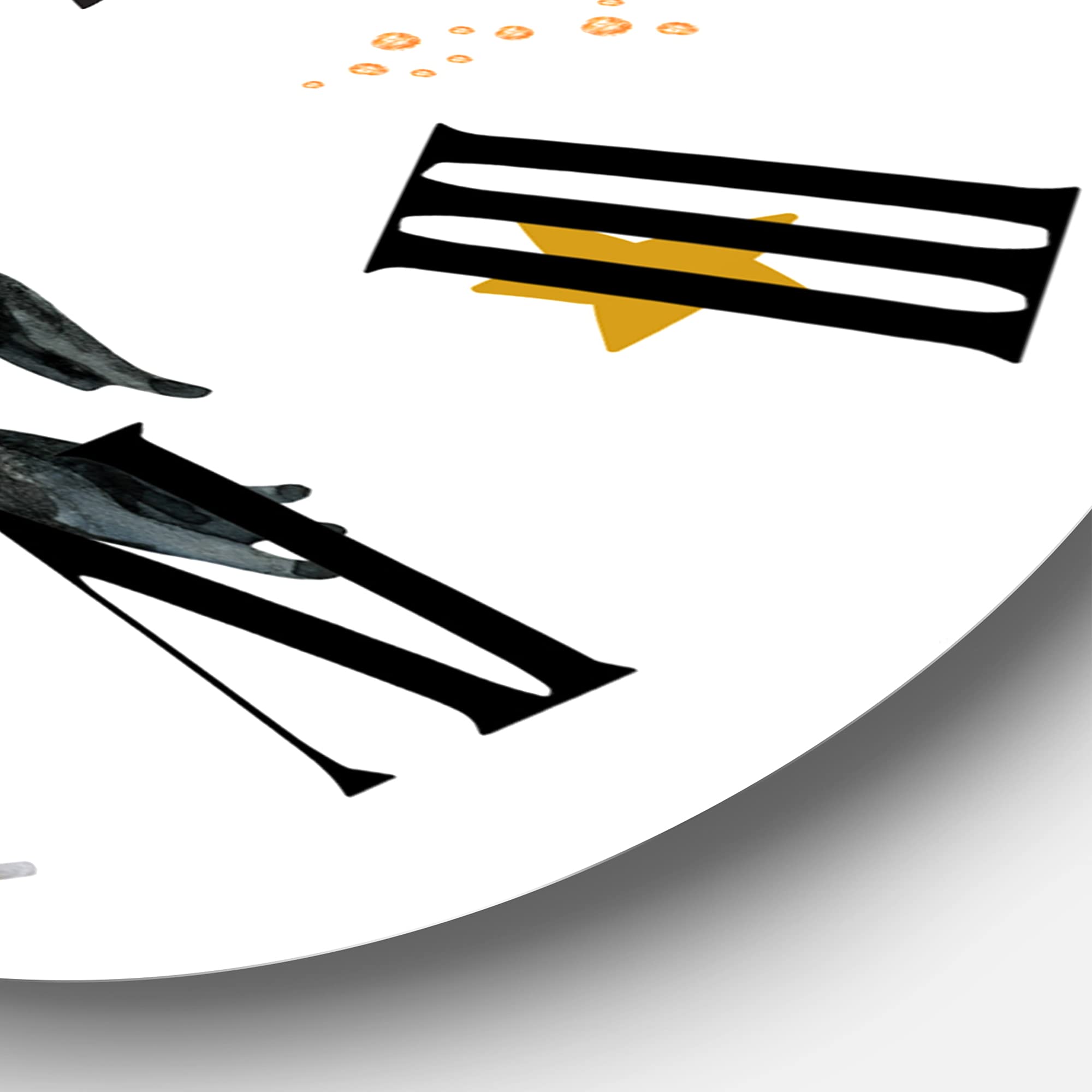 Farmhouse Wall Clock - Little Penguin Flying with Stars & Planets II, Large Animal-Themed Clock for Office & Home Decor | Perfect for Living Room, Bedroom, or Workspace