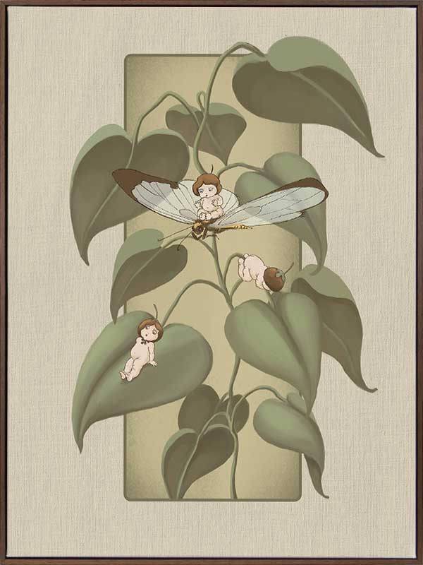 Dragonfly Whispers Olive Green Canvas Art Print - Nature Inspired Wall Decor for Living Room, Bedroom & Office