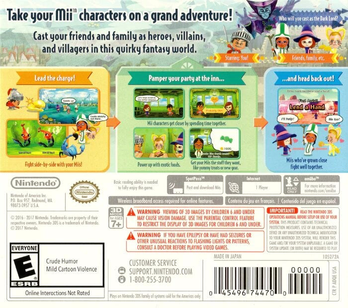 Used Miitopia Nintendo 3DS Video Game - Fun RPG Adventure for Kids & Adults - Perfect for Travel & Family Game Nights