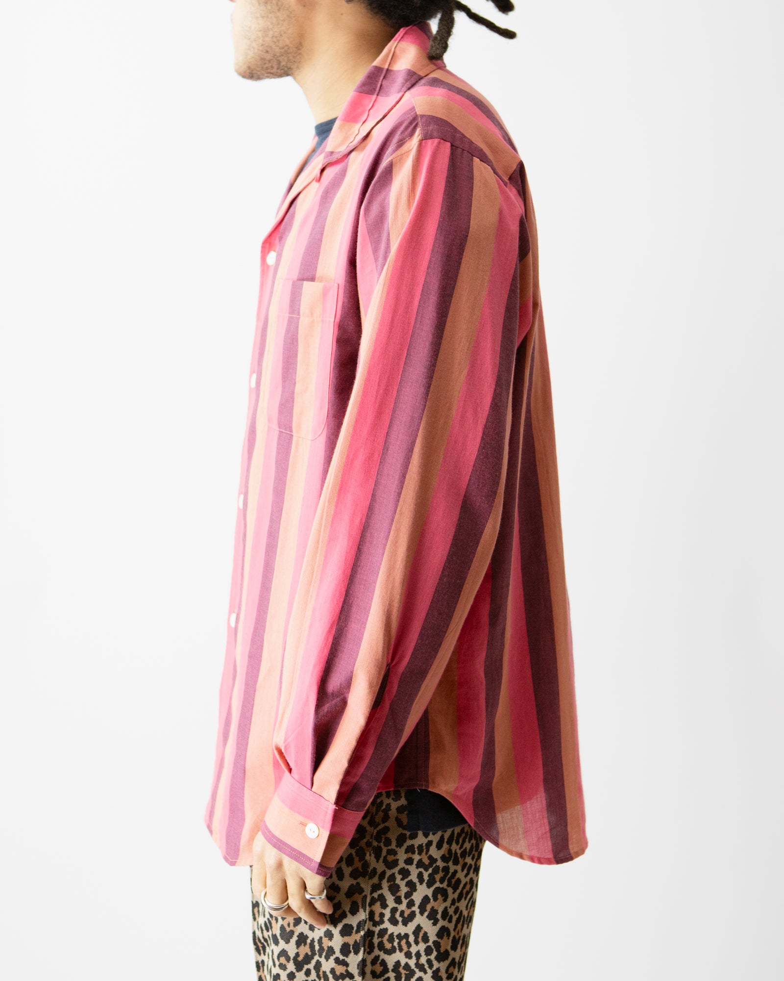 Italian Collar Shirt - Pink Stripe Cotton Lawn Button Down Shirt for Women | Casual & Office Wear | Perfect for Spring & Summer Outfits