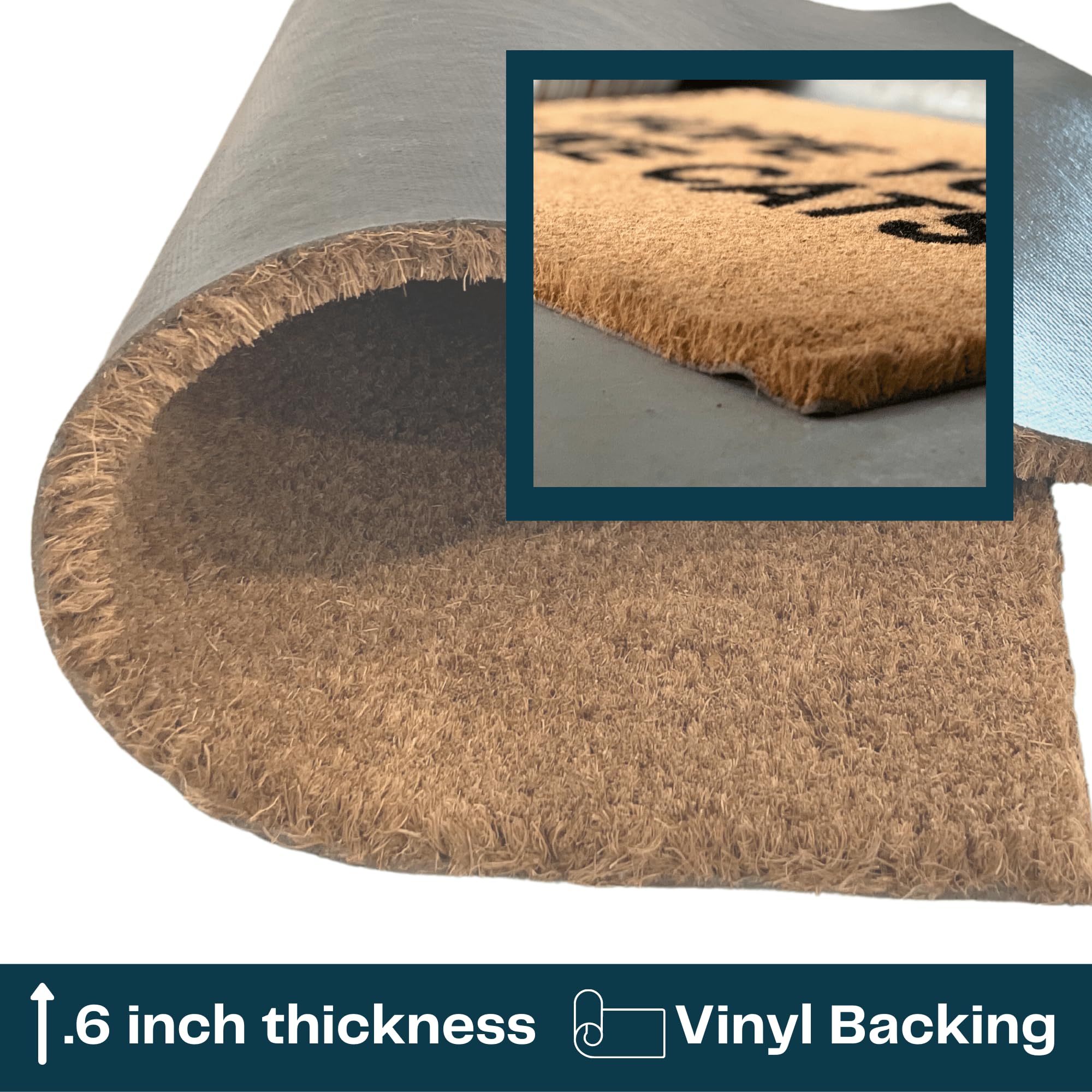 Halloween Doormat - Heavy Duty Natural Coir Fibers, UV Resistant Ghost Front Porch Decor - Perfect for Fall & Halloween Outdoor Entryway Decorations