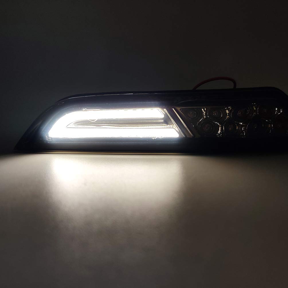 2007-2021 Nissan GT-R GTR R35 LED Front Side Marker Lamps - Clear/Red Lens with Amber LED Turn Signal & White DRL Lightbar - OEM Replacement for Enhanced Visibility & Style (Perfect for Night Driving & Car Customization)