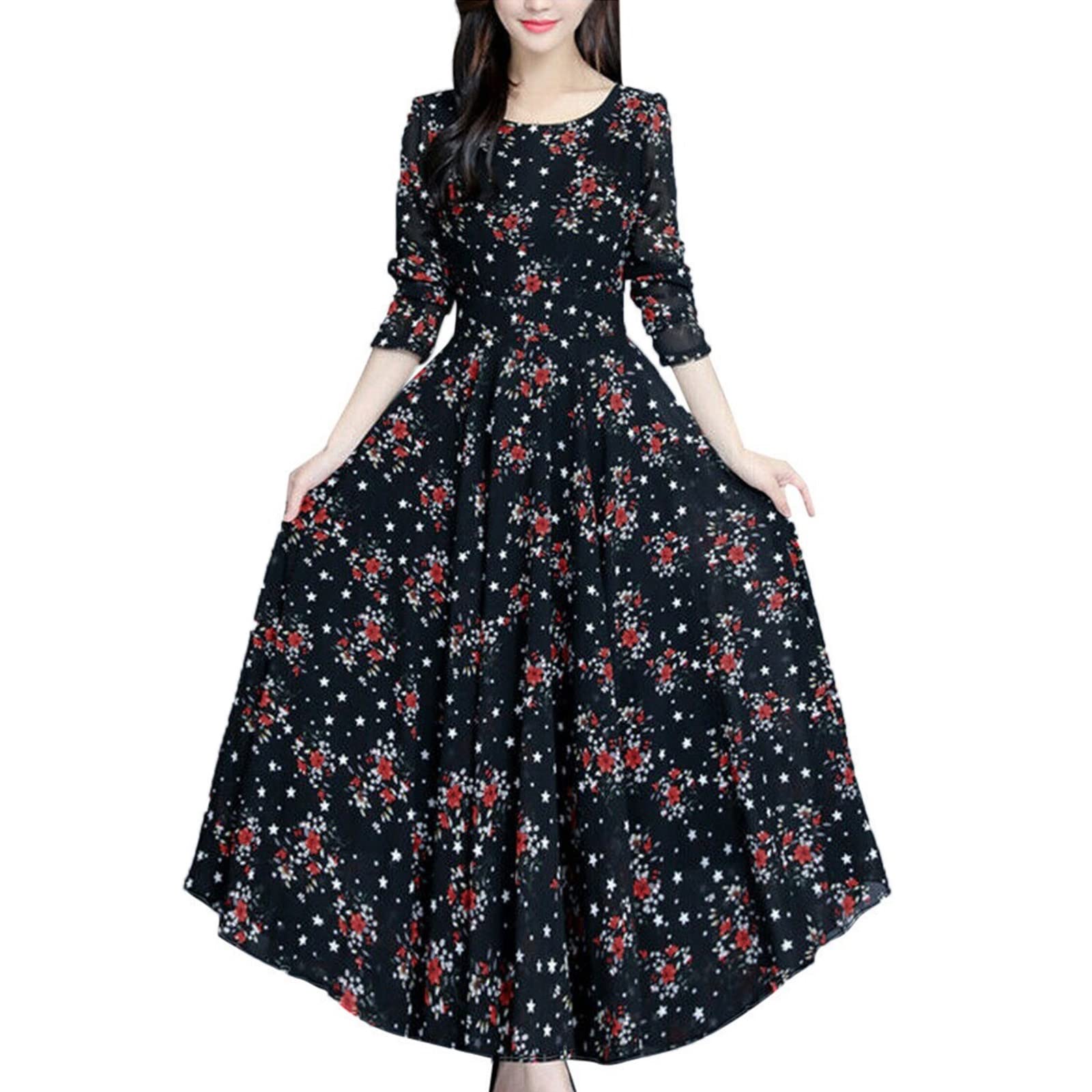 Elegant Fall Long Sleeve Dress for Women - Stylish Loose Swing Dress - Perfect for Wedding Guest, Party & Casual Wear - Comfortable & Fashionable Everyday Outfit
