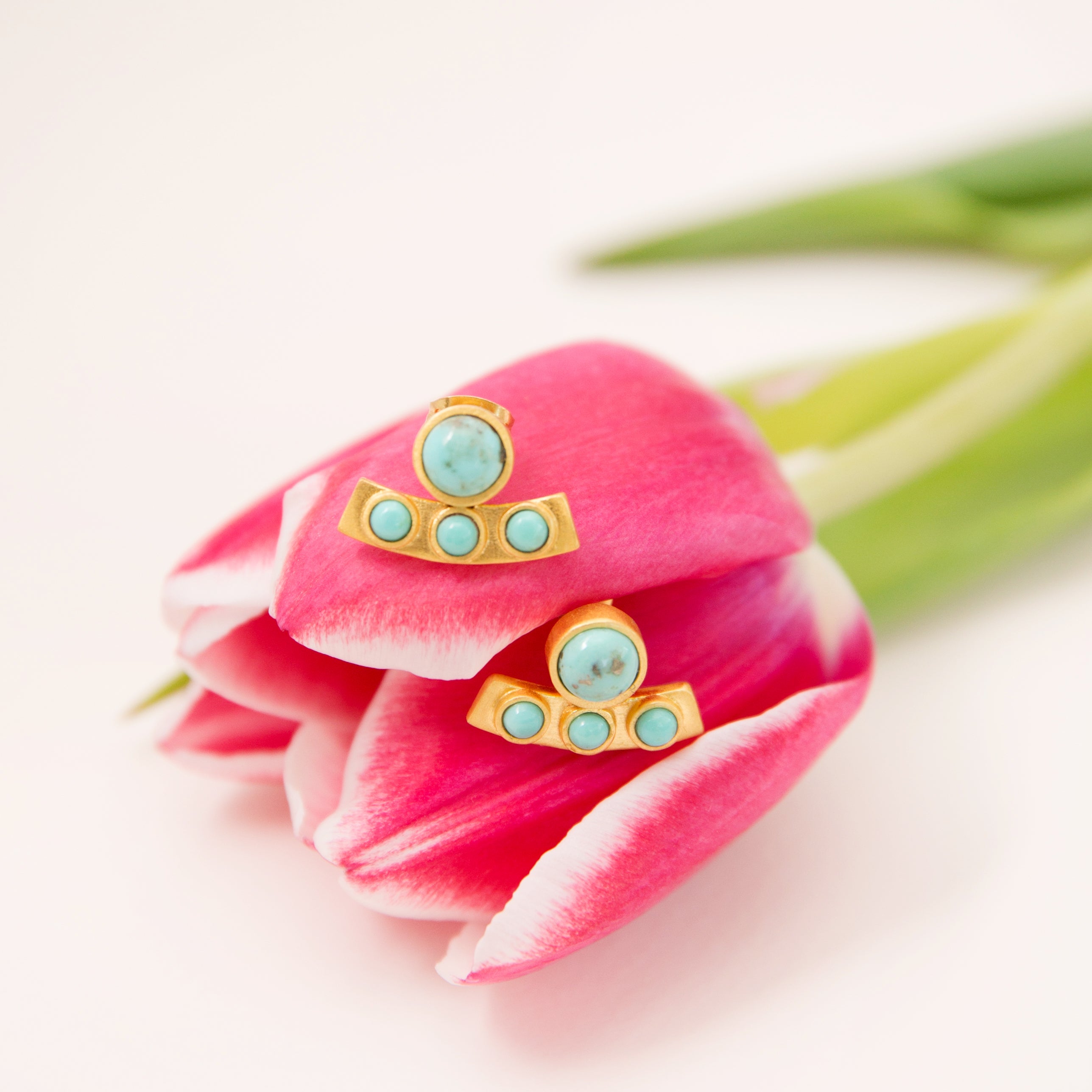 Turquoise Curved Bar Stud Earrings for Women - Dainty Boho Jewelry Gift for Her, Perfect for Everyday Wear & Special Occasions
