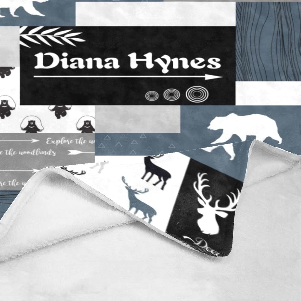 Personalized Woodland Animals Fleece Blanket with Name - Custom Baby Blanket for Boys & Girls, Soft Minky Flannel Blanket - Perfect for Nursery, Baby Shower Gifts & Cozy Bedtime Comfort