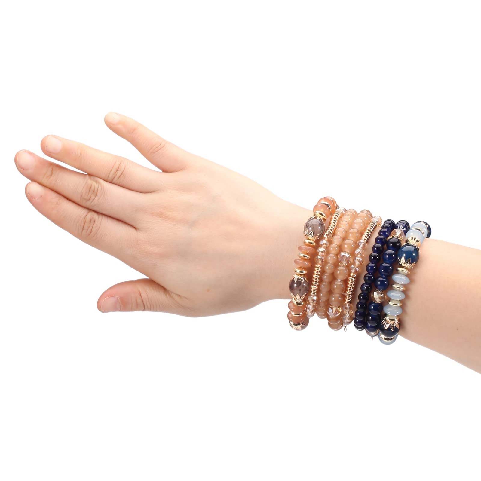 Bohemian Stackable Stretch Bracelets for Women & Girls - Colorful Beaded Charm Handmade Jewelry Set - Perfect for Layering, Gifts & Boho Fashion Accessories