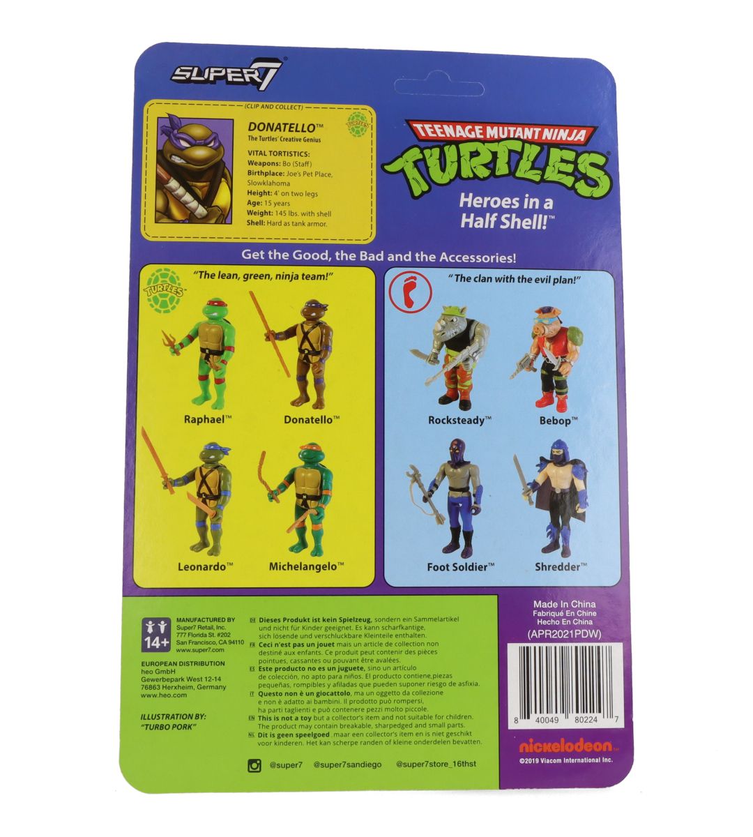 Donatello TMNT ReAction Figure - Teenage Mutant Ninja Turtles Collectible Action Figure for Display & Play - Perfect for Fans, Collectors, and Kids' Birthday Gifts