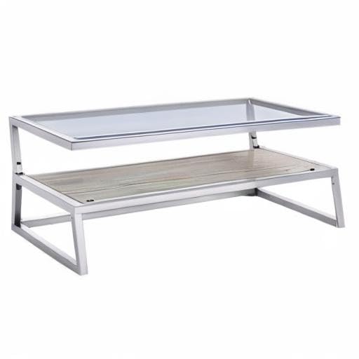 Universal Off White Coffee Table with Stone Shelf - Modern Living Room Furniture for Home Decor & Entertainment