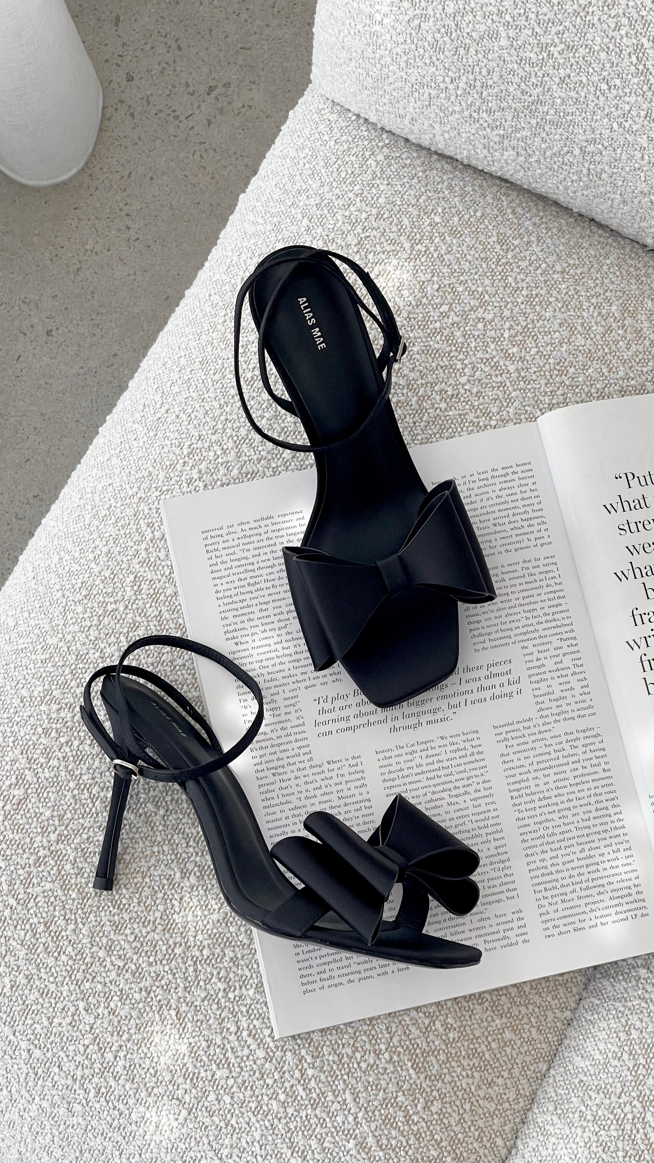 Gabby Heel Black Satin - Elegant High Heels for Women | Perfect for Parties, Weddings & Evening Events