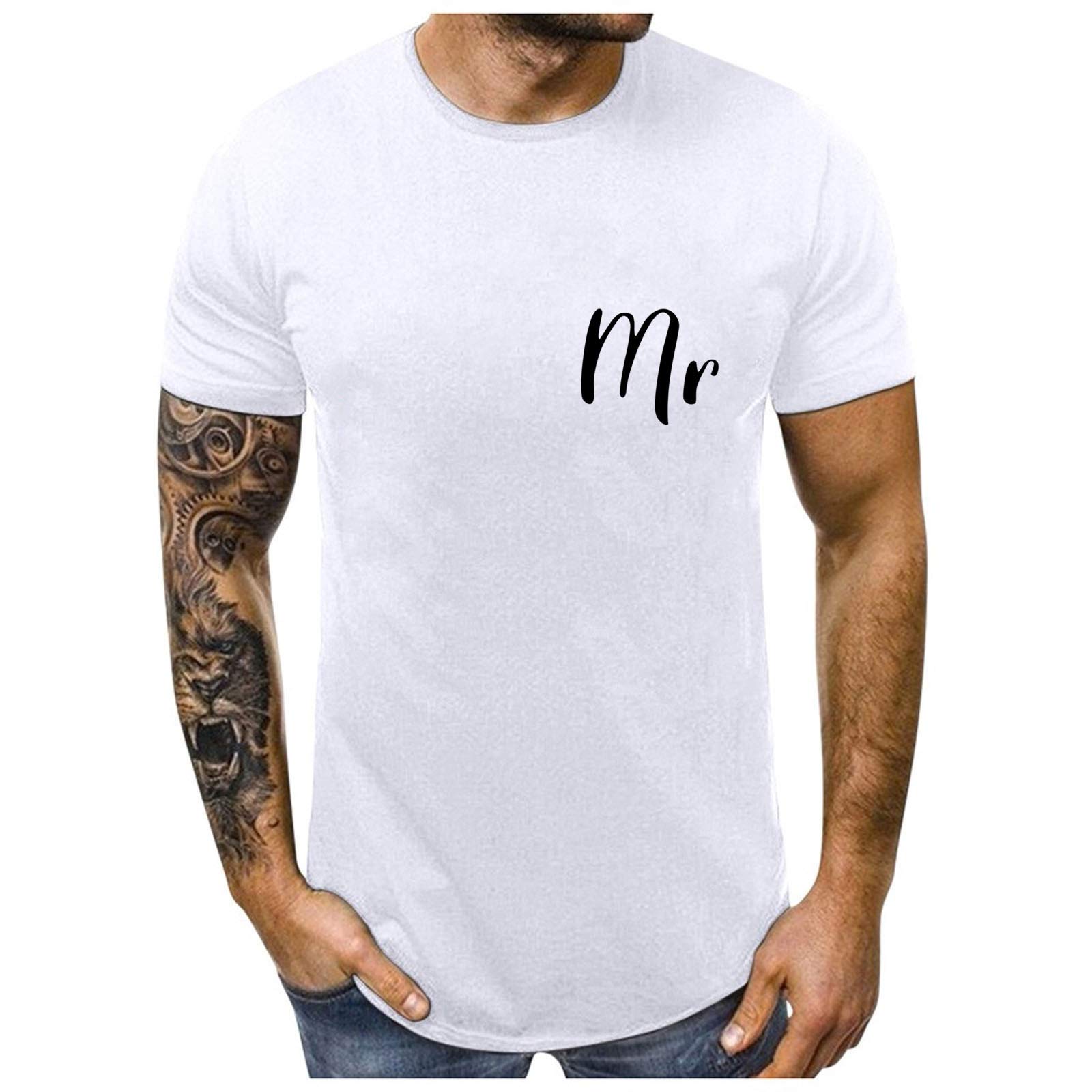 Men's & Women's Short Sleeve Printed T-Shirts - Couple Matching Love Letter Design for Valentine's Day | Casual Wear, Date Night Outfits, Anniversary Gifts