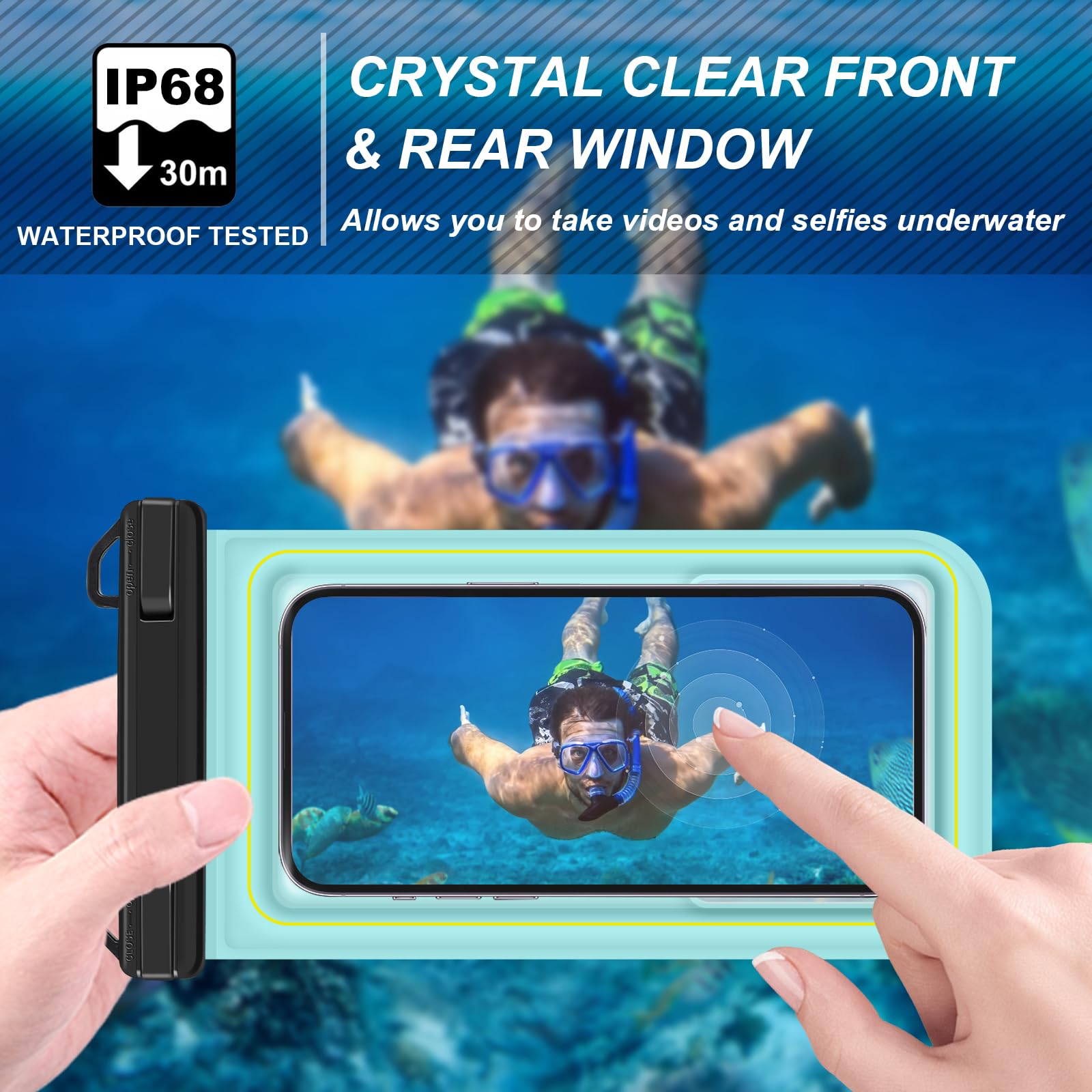 Waterproof Phone Pouch Floating - IP68 Waterproof Phone Case with Adjustable Lanyard for iPhone 16 Pro/15/14/13 Pro Max, Galaxy S25/S24/S23, Pixel (Up to 6.7