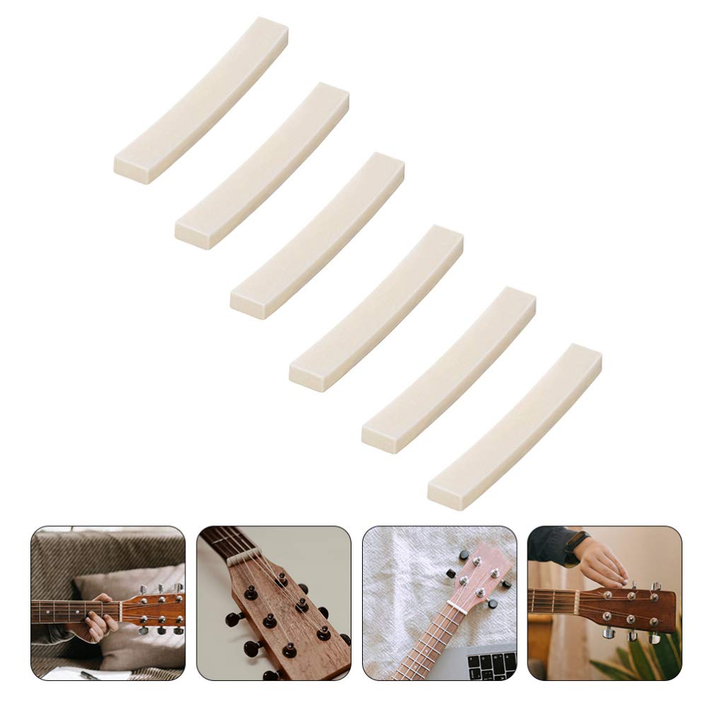 6-Piece Electric Guitar Bone Nut Replacement Set - Bass & Acoustic Guitar Nut Blanks for Electric, Classical, Mandolin - Perfect for DIY Guitar Repair & Maintenance