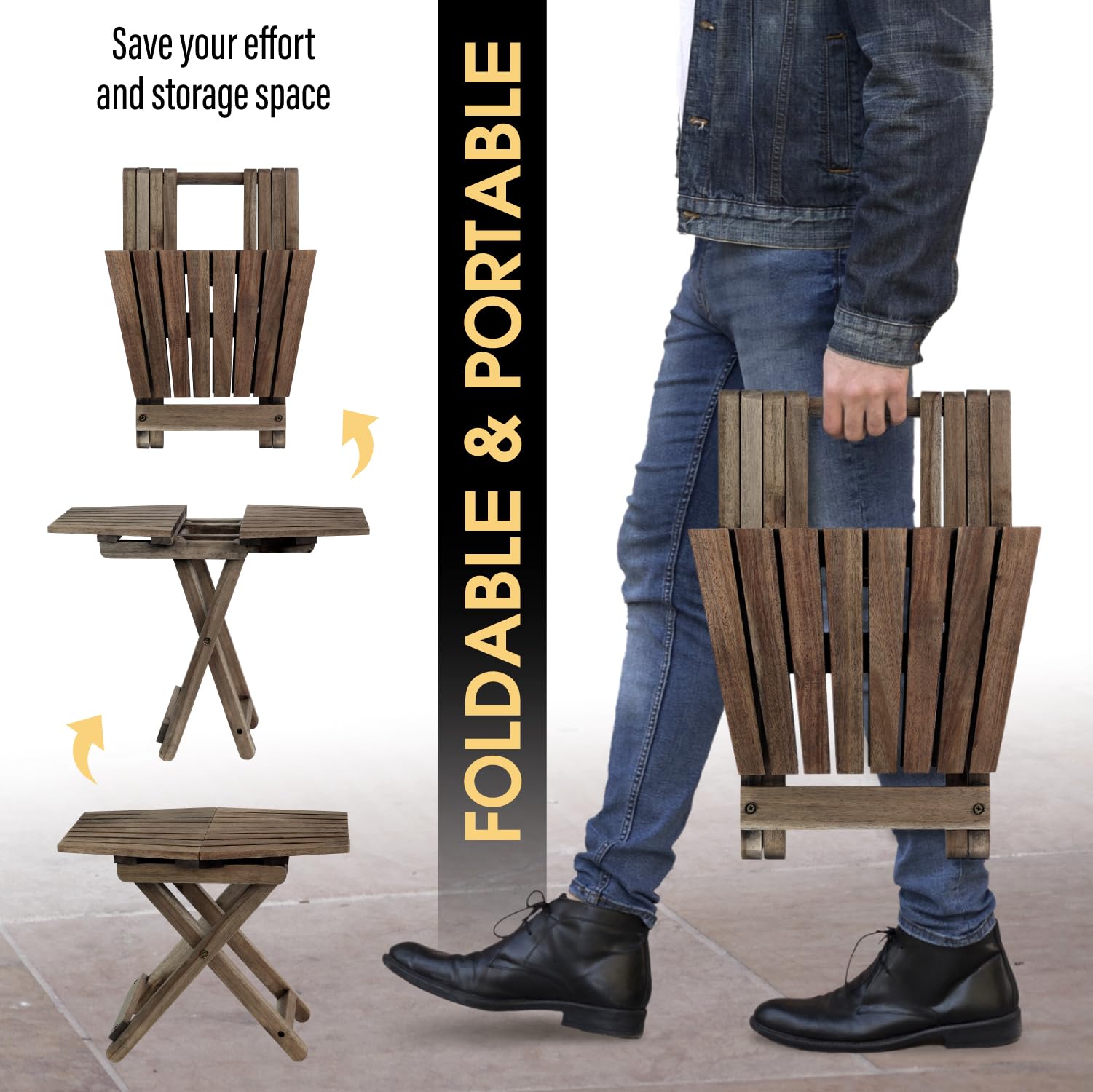 Compact Walnut Folding Side Table - 18