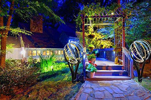 LadyBagsSF Gray Sphere Garden Light with Stand - Outdoor Decorative LED Sphere for Patio, Yard, and Garden Decor