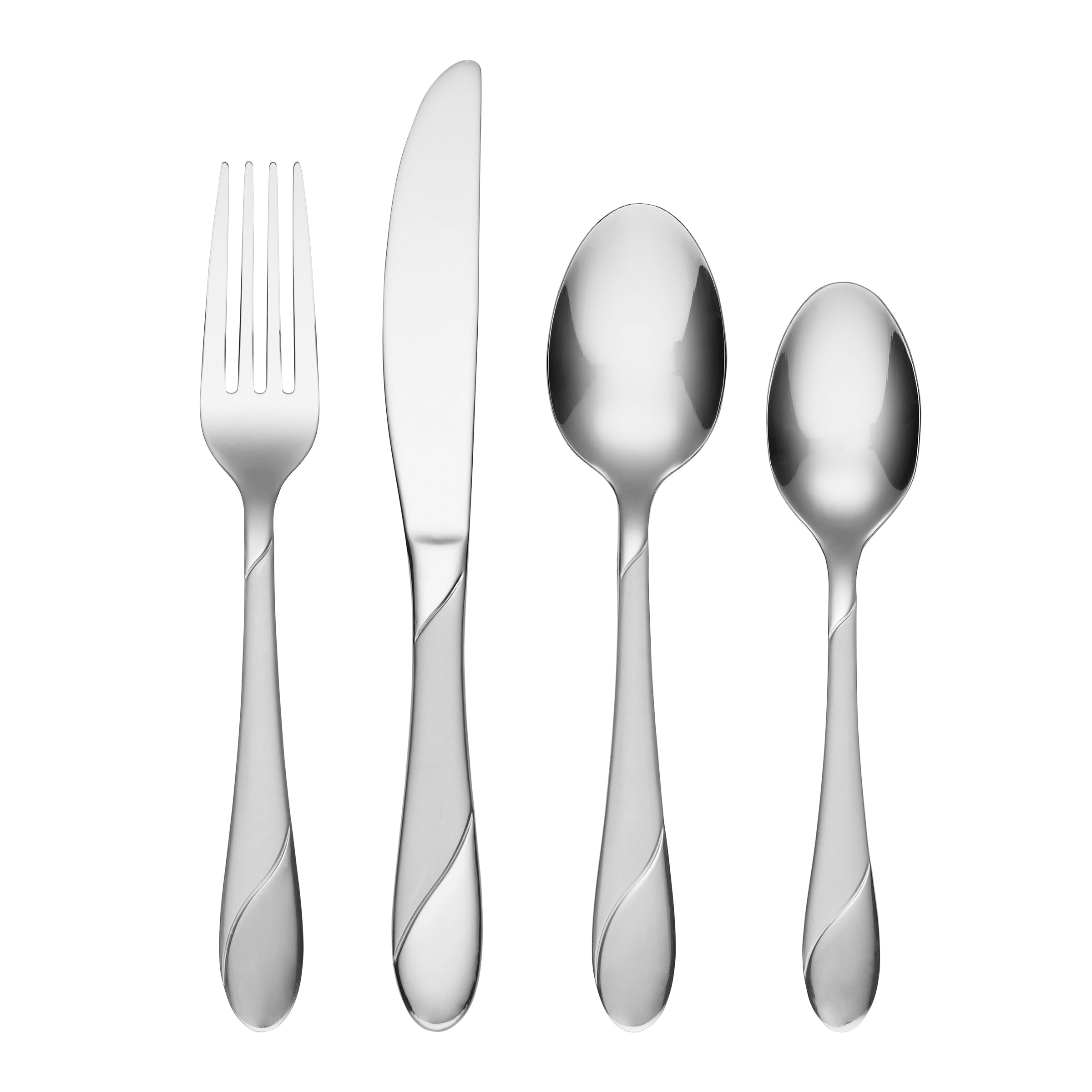 16-Piece Swirl Sand Flatware Set with Storage Caddy - Stainless Steel Cutlery for Dining, Kitchen & Entertaining