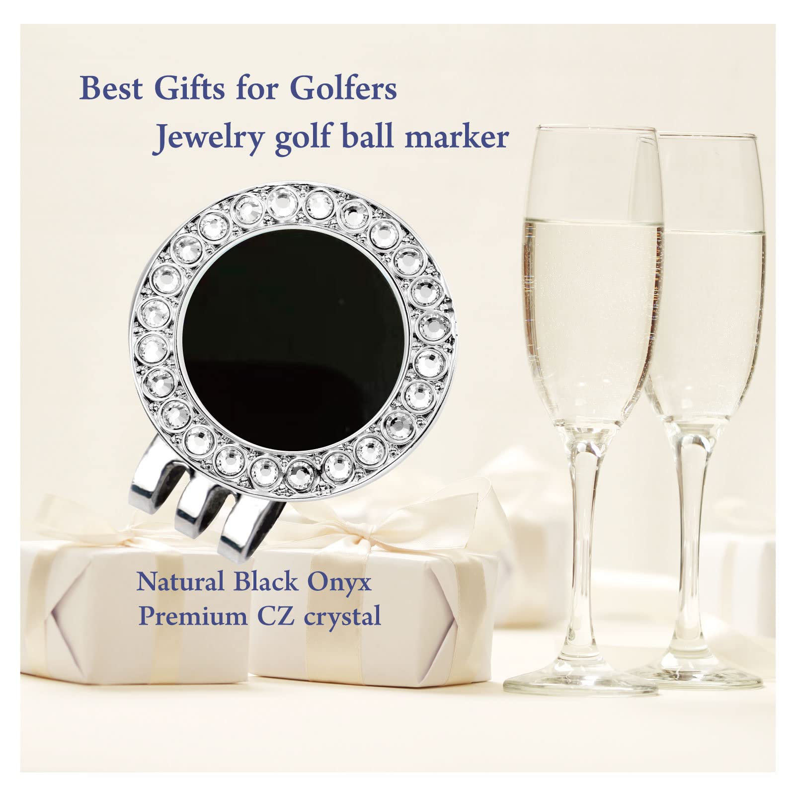 Pearl Crystal Golf Ball Marker Hat Clip - Premium Golf Accessories for Women, Ideal Golf Gift for Players - Perfect for Tournaments, Practice & Casual Play