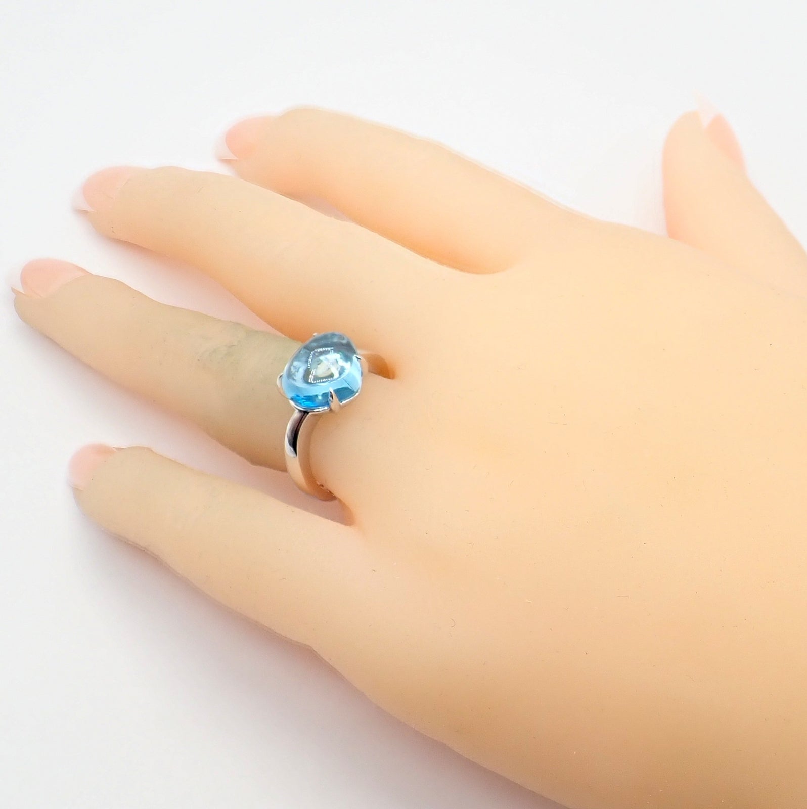 Authentic Bulgari 18k White Gold Mediterranean Eden Blue Topaz Ring - Size 6 | Luxury Jewelry for Women, Elegant Gift for Anniversary, Engagement & Special Occasions