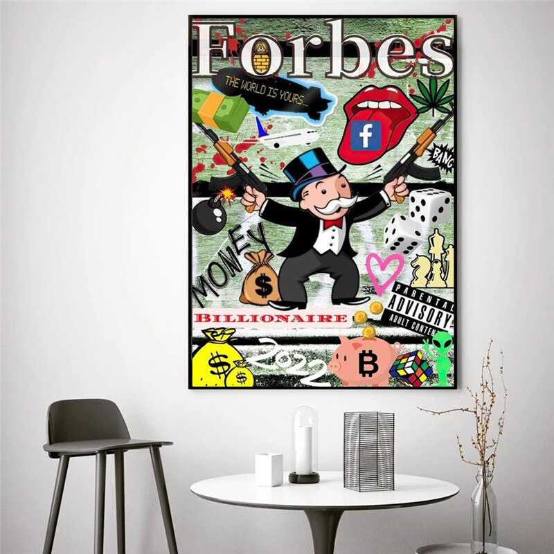 Funny Monopoly Alec Money Forbes Canvas Print - Wall Art for Home, Office & Game Room Decor