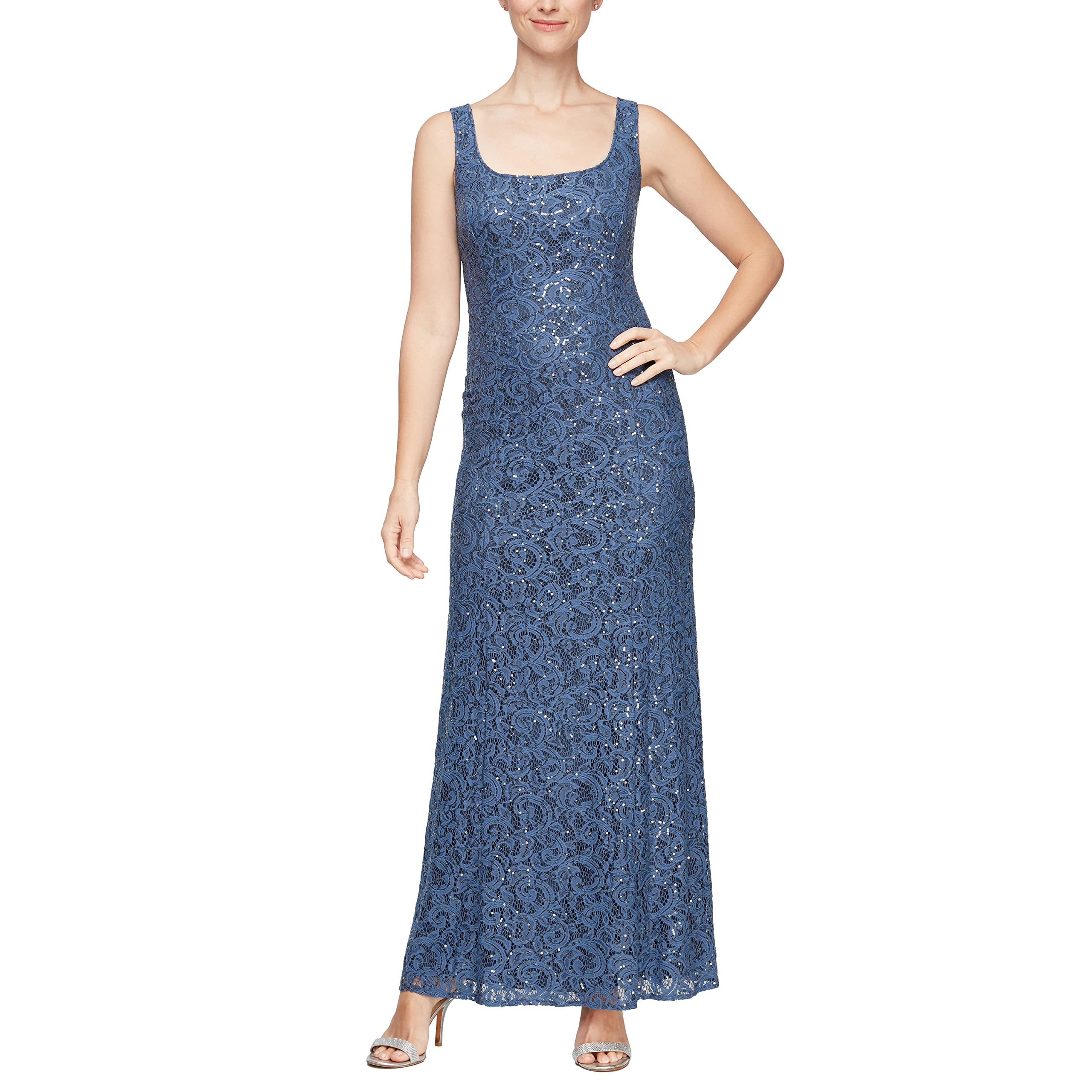 Alex Evenings Women's Long Lace Jacket Dress - Elegant Formal Evening Gown for Weddings, Parties & Special Occasions